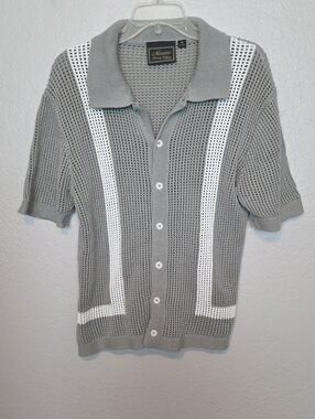 Massive Luxury Edition Green/Gray Knit Crochet Shirt M